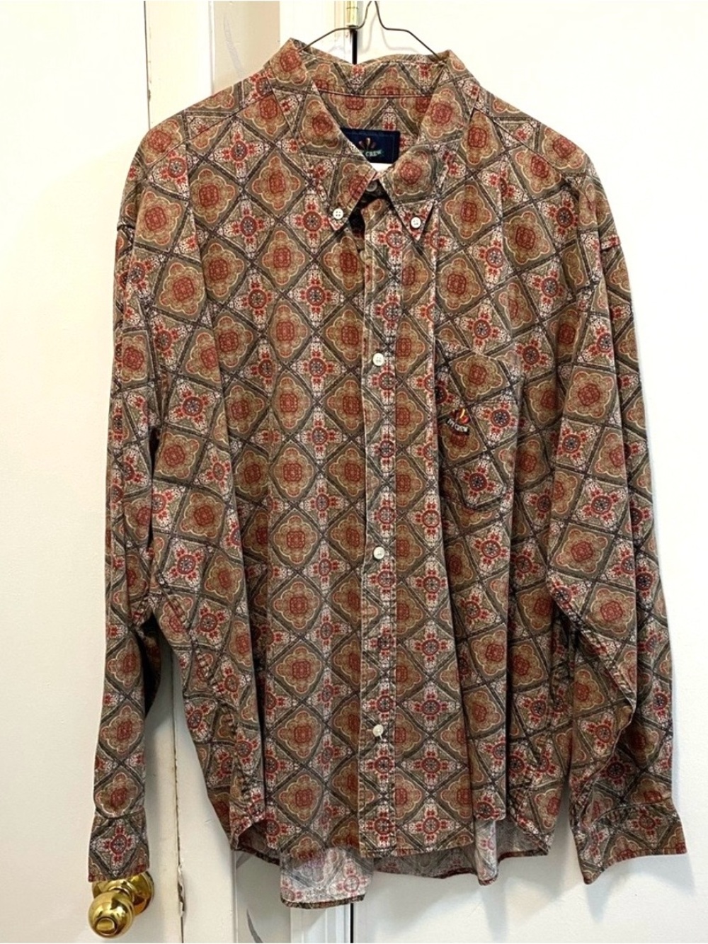 J Crew Ivy Crew Men’s XXL Medallion Print Button Front Shirt Cotton Casual 154